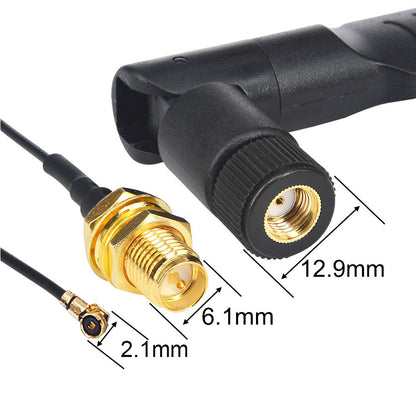 2.4/5/5.8 GHz 5 dBi WiFi Antenna Kit, RP-SMA Male with 15 cm MHF4 Pigtail, for M.2 Cards, 2-Pack