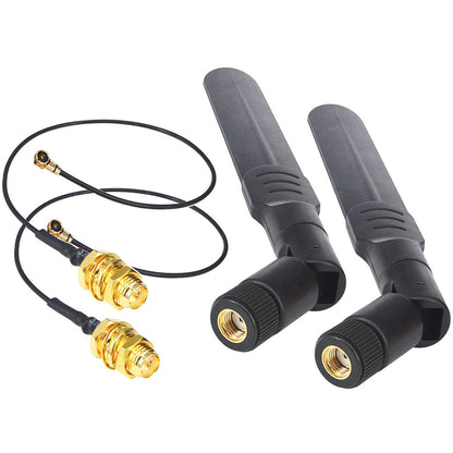 2.4/5/5.8 GHz 5 dBi WiFi Antenna Kit, RP-SMA Male with 15 cm MHF4 Pigtail, for M.2 Cards, 2-Pack