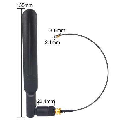 2.4/5/5.8 GHz 5 dBi WiFi Antenna Kit, RP-SMA Male with 15 cm MHF4 Pigtail, for M.2 Cards, 2-Pack