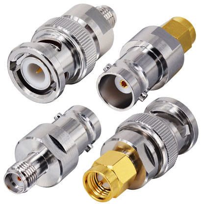 SDR Adapter Optimized VSWR Upgraded BNC to SMA Coax Adapter SMA to BNC Male Female Antenna Adapter Kits 4 Type for Baofeng UV-5R Ham Radio, HT Antenna, Scanner, SDR Dongle,Base Stations Aerial