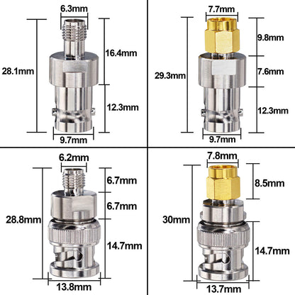 SDR Adapter Optimized VSWR Upgraded BNC to SMA Coax Adapter SMA to BNC Male Female Antenna Adapter Kits 4 Type for Baofeng UV-5R Ham Radio, HT Antenna, Scanner, SDR Dongle,Base Stations Aerial
