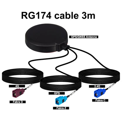 Navigation GPS GLONASS Satellite Positioning Antenna 3 Leads 4G 2.4G GPS/GNSS Combination Antenna Magnet Base Car DAB Antenna 28dbi FAKRA C D Z Female Aerial 3m Cable for Sirius XM Audi Stereo