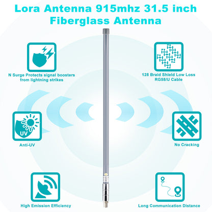 LoRa Antenna 915MHz 5.8dBi Complete Kit — 16ft T240 Low-Loss Cable, Lightning Arrester & Waterproof Tape for Meshtastic, Helium IoT, Heltec V3/V4, RAK, Bobcat, SenseCAP, Nebra, ESP32