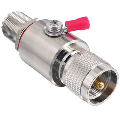 UHF Coaxial Lightning Arrestor PL-259 Lightning Surge Protector Suppressor PL259 UHF Male to SO239 UHF Female Coax Cable Surge Protector for RF,VHF,UHF,CB Radio, HAM Radio Gear, 2-Way Radio,Antennas