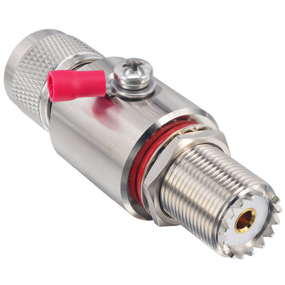 UHF Coaxial Lightning Arrestor PL-259 Lightning Surge Protector Suppressor PL259 UHF Male to SO239 UHF Female Coax Cable Surge Protector for RF,VHF,UHF,CB Radio, HAM Radio Gear, 2-Way Radio,Antennas