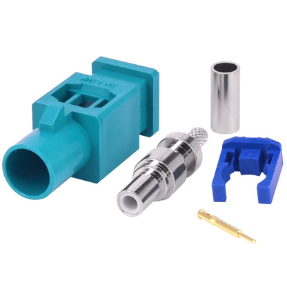 GPS Antenna Fakra Adapter Long Fakra Z Male Crimp Connector Fakra Z Waterblue Connector Coding Crimp for RG316 RG174 LMR100 Pack of 10