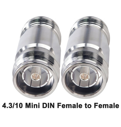 onelinkmore 4.3/10 Mini DIN Connector Female to 4.3/10 Mini DIN Female Adapter Teflon 0-6GHz Connector 4.3-10 Mini DIN Female Adapter