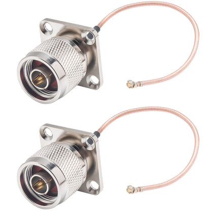 N Type Male Coaxial Cables U.FL to N Male RG178 N Type 4 Hole Flange Panel Coax Cable for T Mobile Router Mimo External Antenna Network Cards Wi-Fi WLAN Repeater Custom Meshtastic Nodes Pack of 2