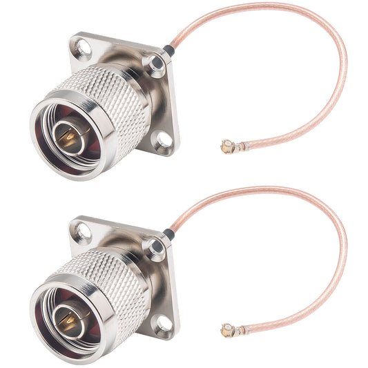 N Type Male Coaxial Cables U.FL to N Male RG178 N Type 4 Hole Flange Panel Coax Cable for T Mobile Router Mimo External Antenna Network Cards Wi-Fi WLAN Repeater Custom Meshtastic Nodes Pack of 2