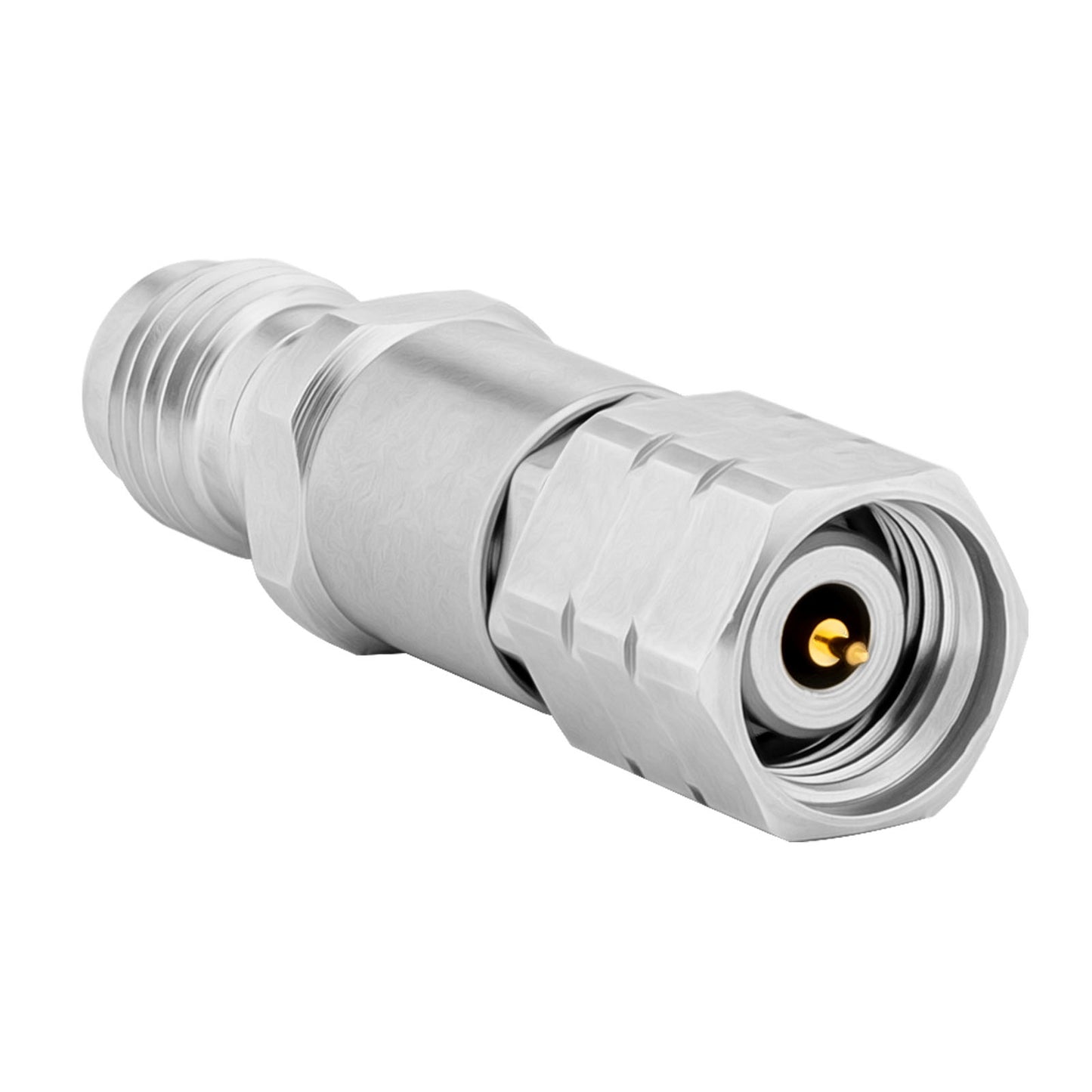 2.4 mm 1.85 mm Wave Connector Precision 1.85 mm Female to 2.4 mm Male Adapter Stainless Steel Body Microwave Adapter, 50 Ohm,DC to 50 GHz, VSWR 1:1.25