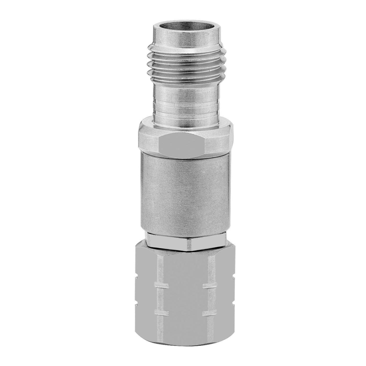 2.4 mm 1.85 mm Wave Connector Precision 1.85 mm Female to 2.4 mm Male Adapter Stainless Steel Body Microwave Adapter, 50 Ohm,DC to 50 GHz, VSWR 1:1.25