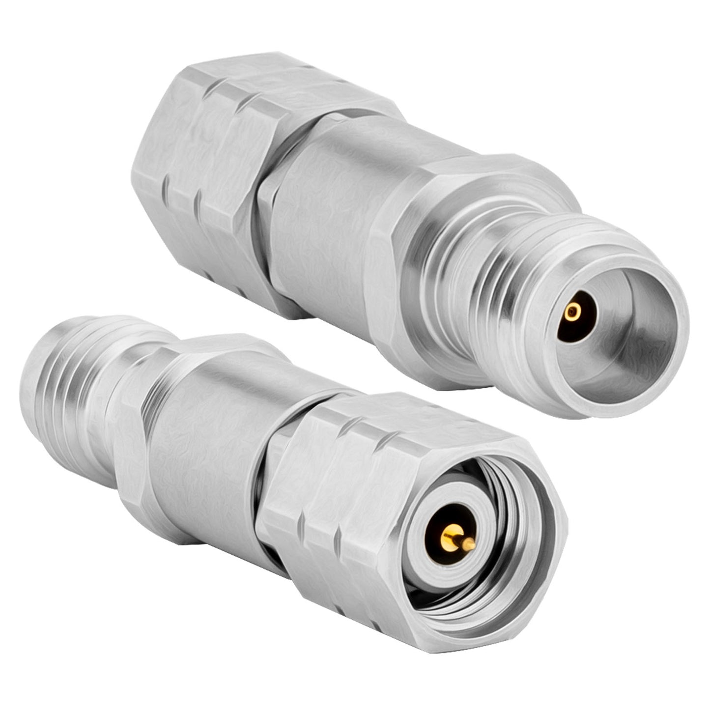 2.4 mm 1.85 mm Wave Connector Precision 1.85 mm Female to 2.4 mm Male Adapter Stainless Steel Body Microwave Adapter, 50 Ohm,DC to 50 GHz, VSWR 1:1.25