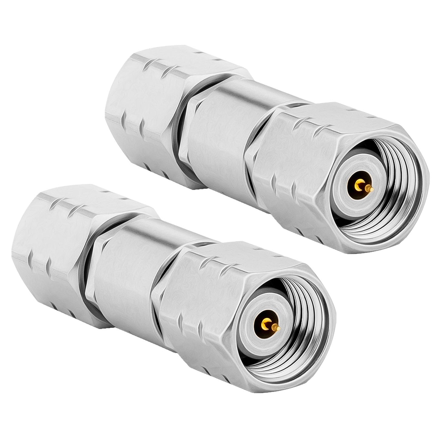 1.85 mm Wave Connector Precision 1.85 mm Male to 1.85 mm Male Adapter Stainless Steel Body Microwave Adapter, 50 Ohm,DC to 67 GHz, VSWR 1:1.25