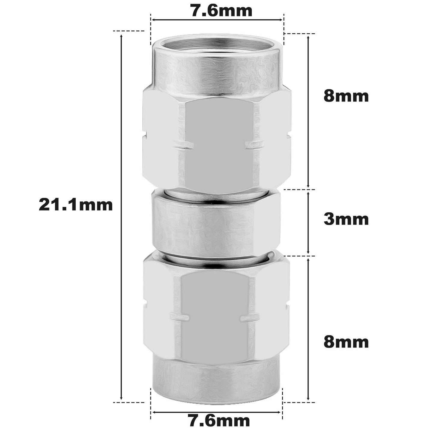 3.5 mm Wave Connector Precision 3.5 mm Male to 3.5 mm Male Adapter Stainless Steel Body Microwave Adapter, 50 Ohm,DC to 34 GHz, VSWR 1:1.2