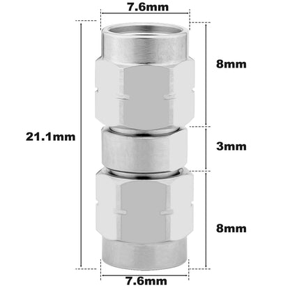 3.5 mm Wave Connector Precision 3.5 mm Male to 3.5 mm Male Adapter Stainless Steel Body Microwave Adapter, 50 Ohm,DC to 34 GHz, VSWR 1:1.2
