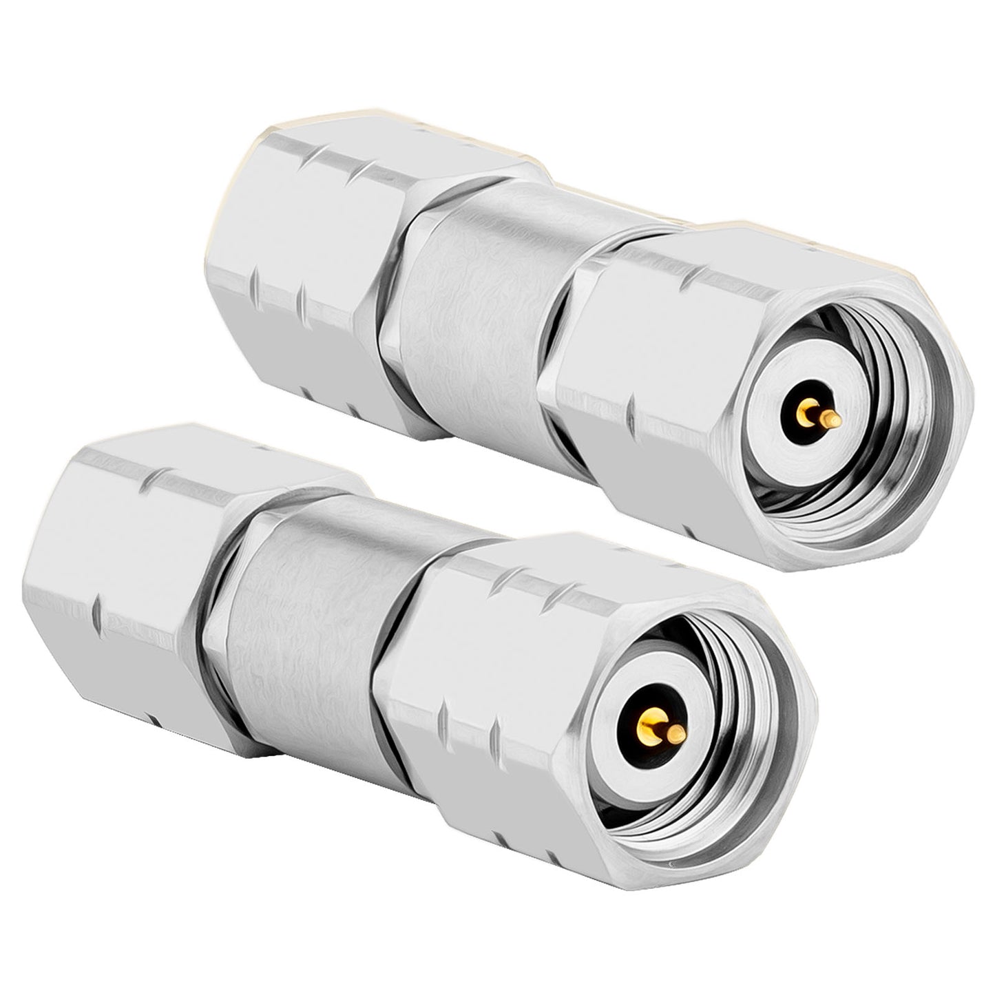 2.4 mm 1.85 mm Wave Connector Precision 1.85 mm Male to 2.4 mm Male Adapter Stainless Steel Body Microwave Adapter, 50 Ohm,DC to 50 GHz, VSWR 1:1.25