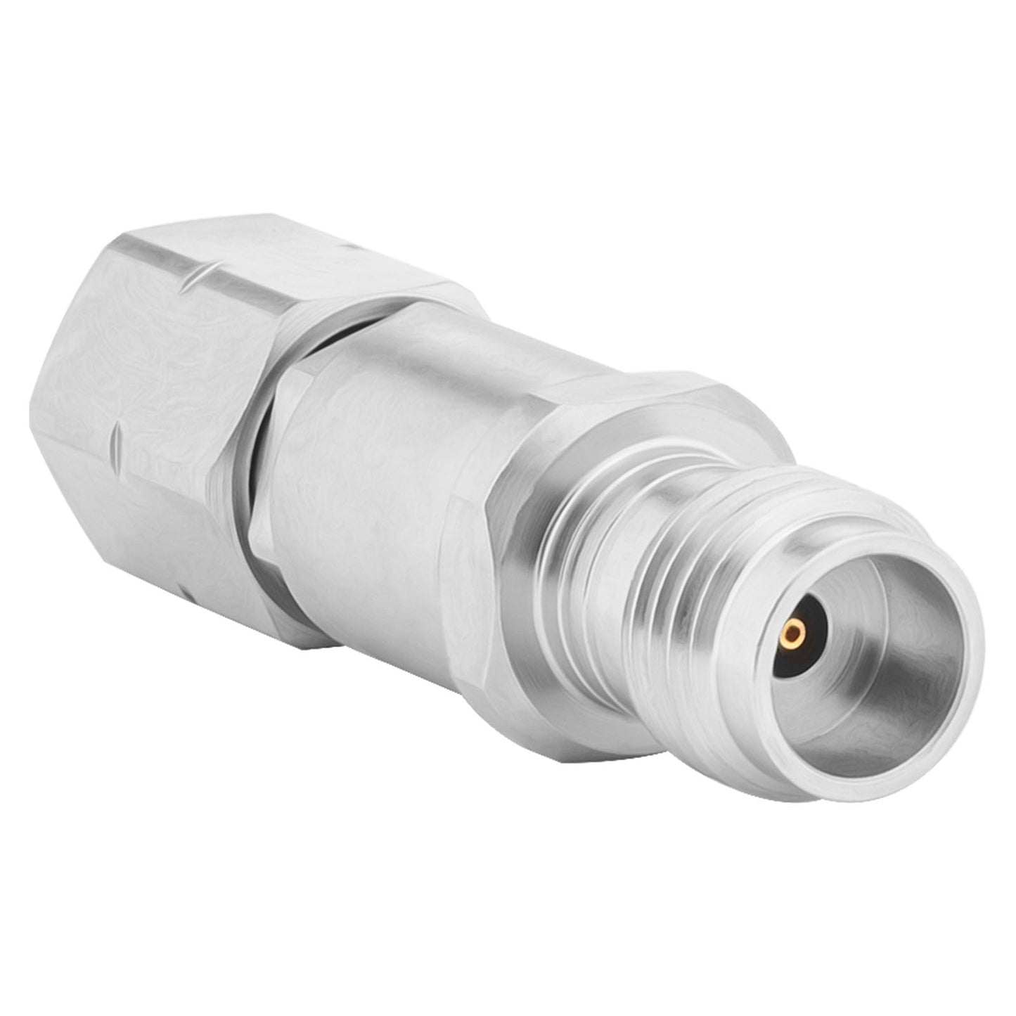 1.85 mm Wave Connector Precision 1.85 mm Male to 1.85 mm Female Adapter Stainless Steel Body Microwave Adapter, 50 Ohm,DC to 67 GHz, VSWR 1:1.25