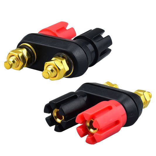 onelinkmore Speaker Binding Post, 4mm Banana Plug Jack Female Socket for Amplifier Chassis, Gold Plated Insulated Terminal Connector, Support Bare Wire & Banana Plugs Pack of 2…