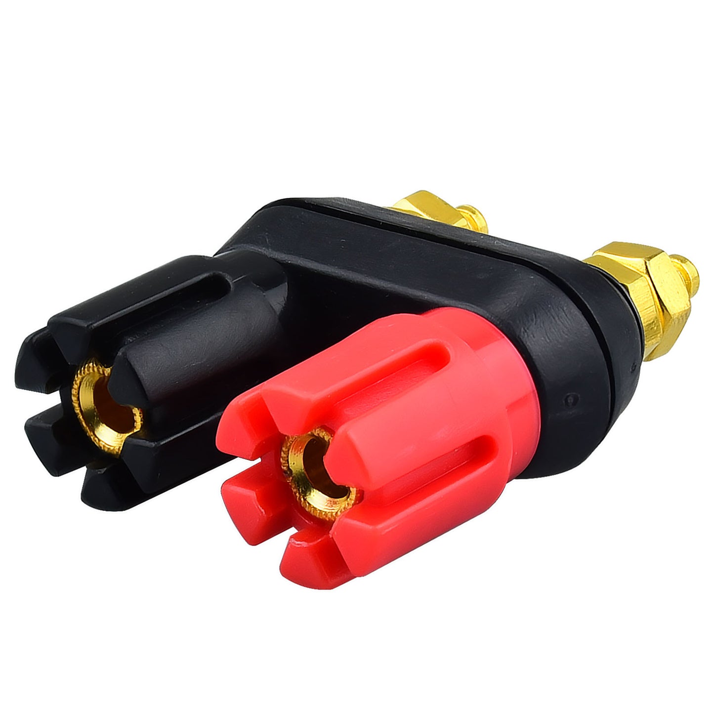 onelinkmore Speaker Binding Post, 4mm Banana Plug Jack Female Socket for Amplifier Chassis, Gold Plated Insulated Terminal Connector, Support Bare Wire & Banana Plugs Pack of 2…