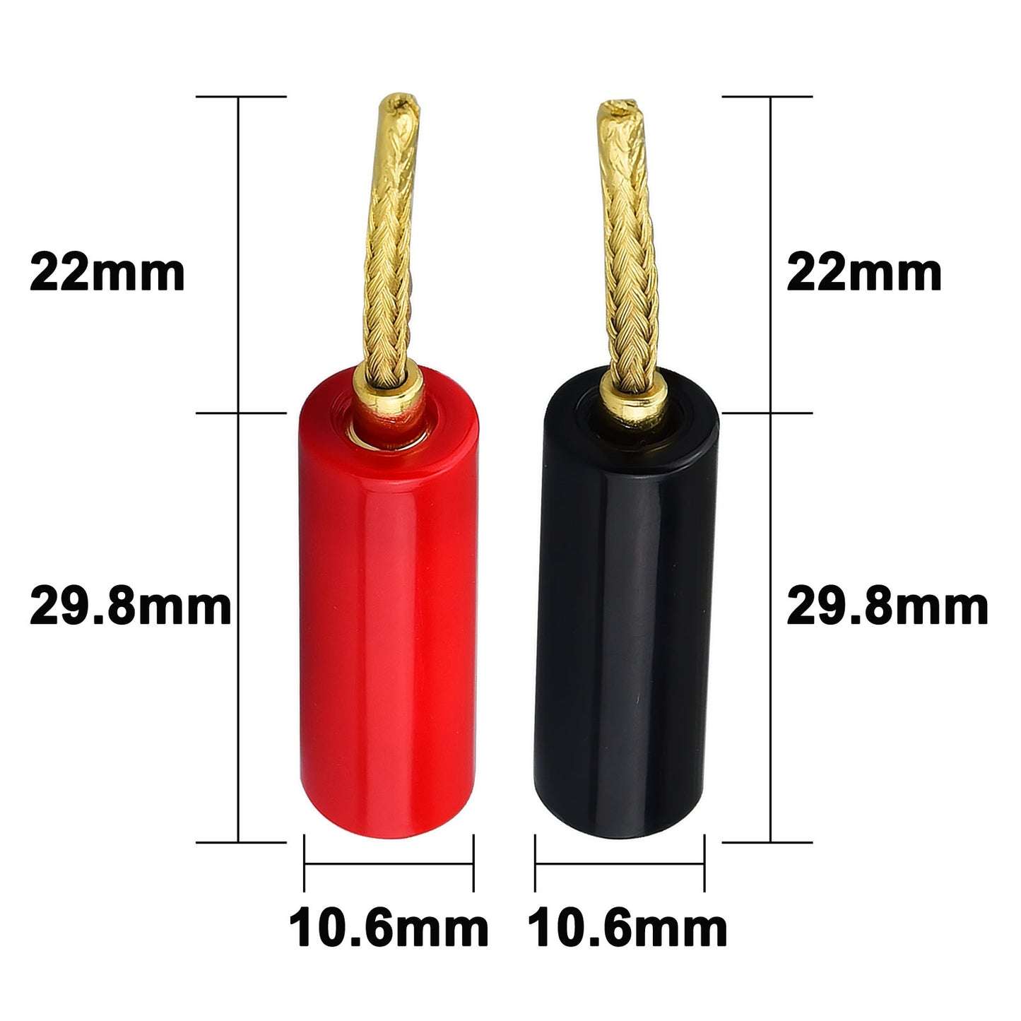 Flex Pin Banana Plugs for Speaker Wire 5 Pairs, Speaker wire Connector Pin Plug Type, 24K Gold Plated Insulated for Spring-Loaded Banana Jack speaker Terminals ,Support 12 AWG to 20 AWG Wires…