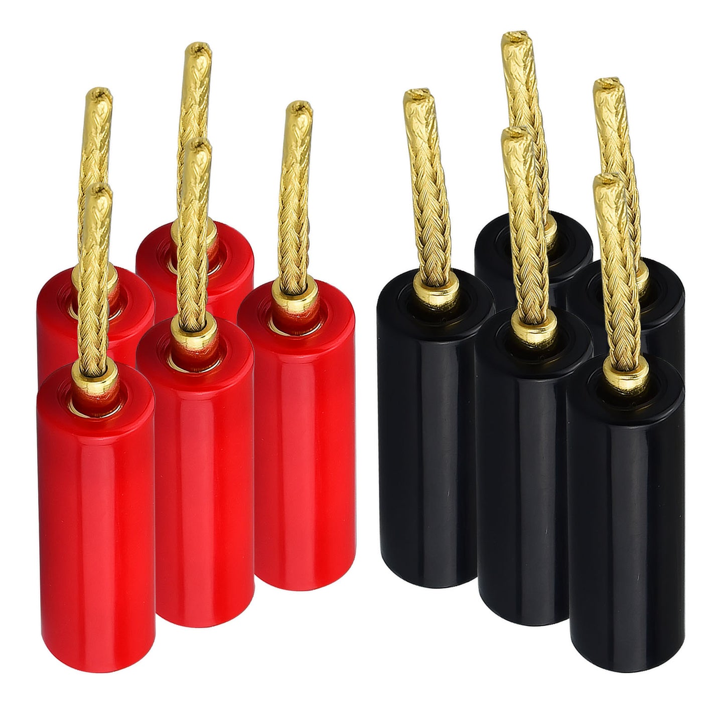 Flex Pin Banana Plugs for Speaker Wire 5 Pairs, Speaker wire Connector Pin Plug Type, 24K Gold Plated Insulated for Spring-Loaded Banana Jack speaker Terminals ,Support 12 AWG to 20 AWG Wires…