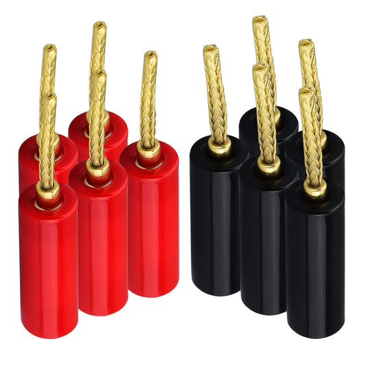 Flex Pin Banana Plugs for Speaker Wire 5 Pairs, Speaker wire Connector Pin Plug Type, 24K Gold Plated Insulated for Spring-Loaded Banana Jack speaker Terminals ,Support 12 AWG to 20 AWG Wires…