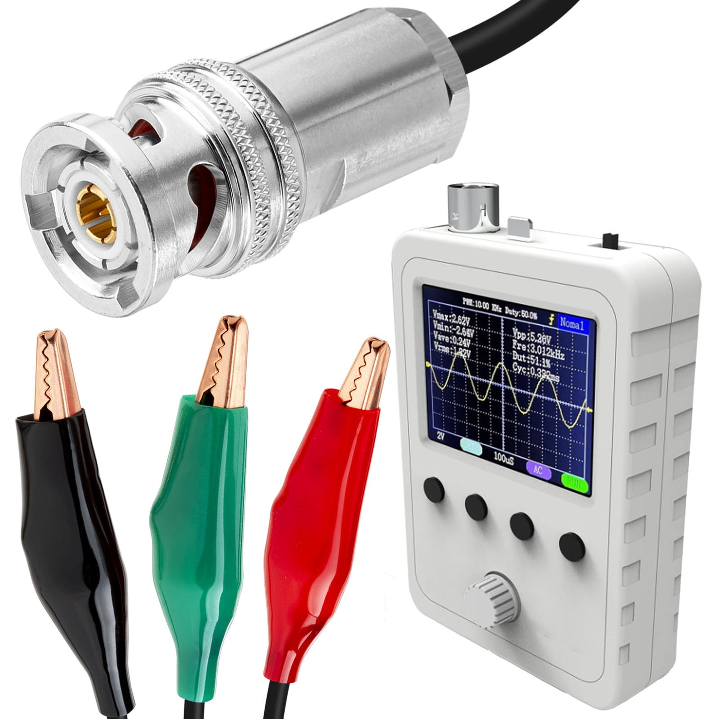 BNC Male Triaxial RG316 1M Test Cable with 3 Alligator Clips BNC Test Leads Set Oscilloscope Probe Test Leads 6GHz High-Frequency Signal Transmission, Lab-Grade Measurement, High-Temp & EMI Resistant