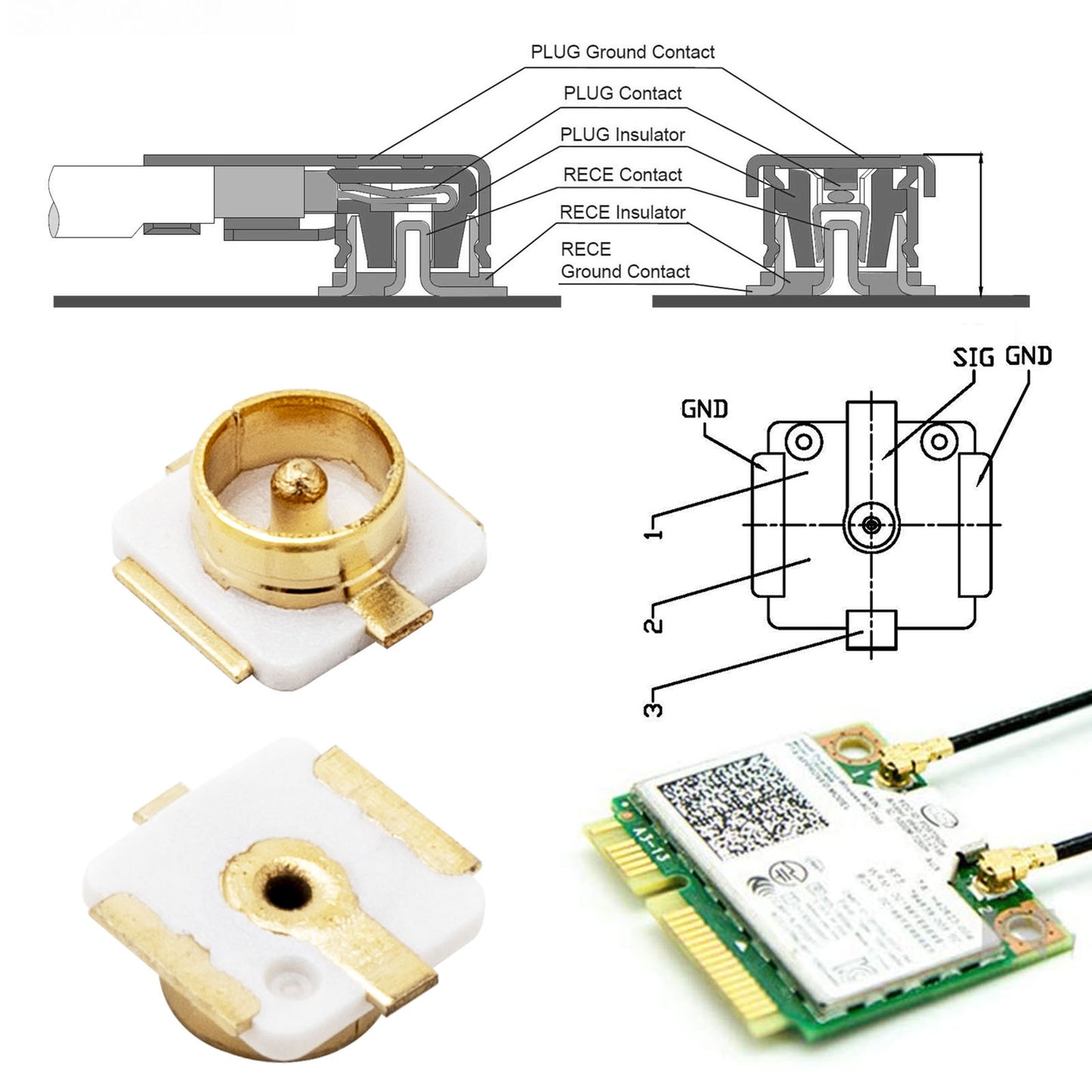 U.FL Holder UFL Male Connector 50 PCS RF Coaxial Connector Antenna Element Base Solder for PCB Mount Socket Jack Female Antenna Wireless LAN Cable Radio External Antenna