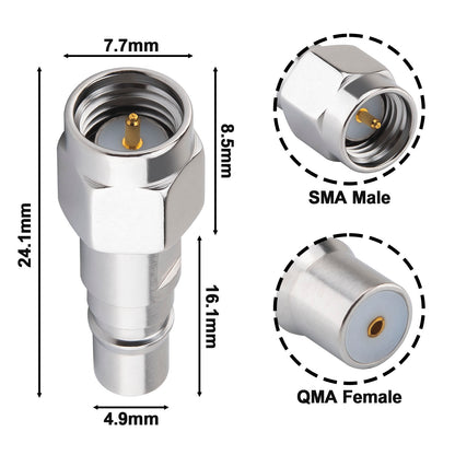 onelinkmore SMA Male to QMA Female Adapter, 6GHz RF Coaxial Connector for 5G Base Station, Industrial Automation(QMA Female, SMA Male)