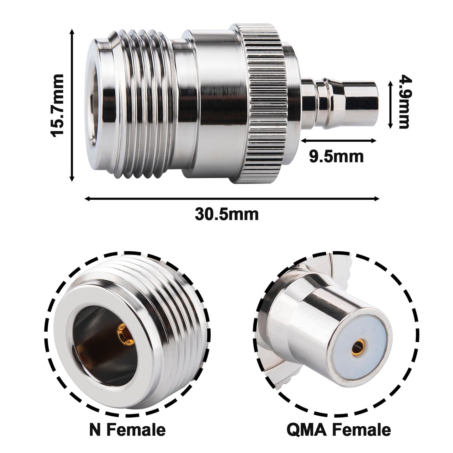onelinkmore N Female to QMA Female Adapter, 6GHz RF Connector for 5G mmWave/Satcom Cellular Communication basestation, 4G/5G Antenna System, Signal Transmission, WiFi Router
