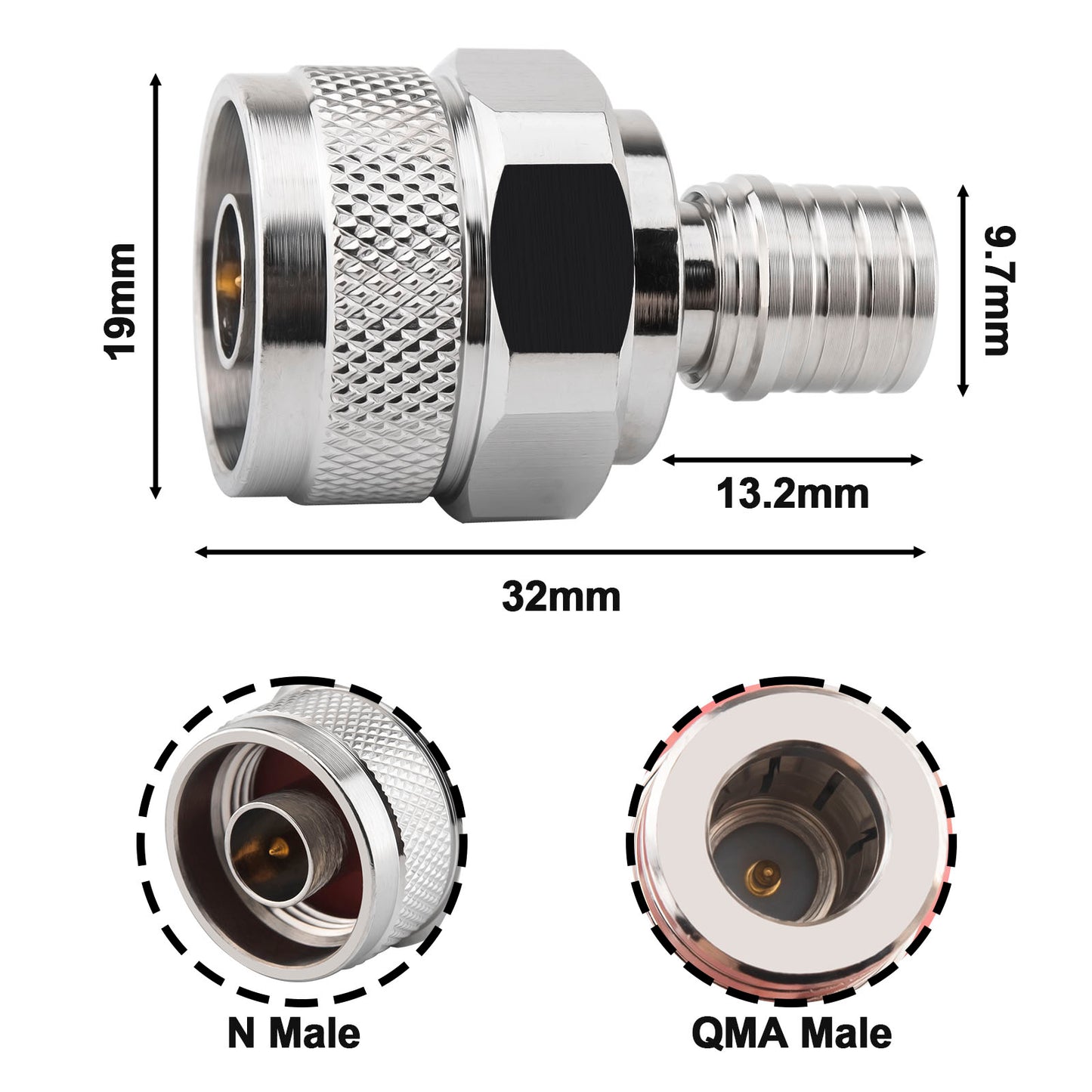 onelinkmore N Male to QMA Male Adapter, 6GHz RF Connector for 5G mmWave/Satcom Cellular Communication basestation, 4G/5G Antenna System, Signal Transmission, WiFi Router