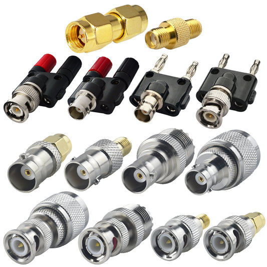 onelinkmore BNC RF Adapter Kit - 14 Types BNC to SMA UHF (PL259 SO239) Banana Plug Coaxial Connector Set, Gold Plated Converters for SDR Dongle, Ham Radio Antenna, FPV,CB & Oscilloscope Test