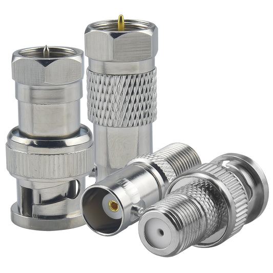 onelinkmore F to BNC Adapter Kit, F Male/Female to BNC Male/Female Coaxial Connector for CCTV Security Camera, SDI Video, Radio Antenna & Satellite, Compatible with RG6 RG59 RG58 Cable, 50 Ohm