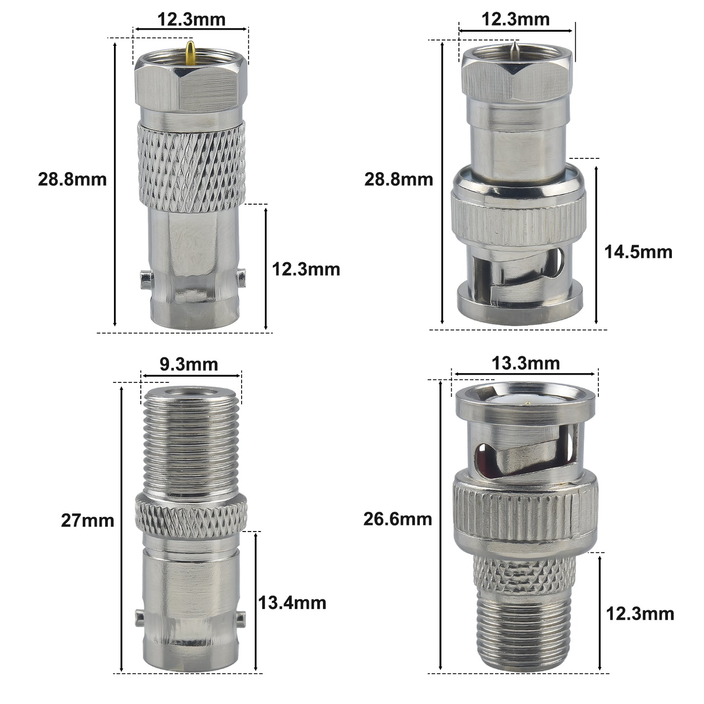 onelinkmore F to BNC Adapter Kit, F Male/Female to BNC Male/Female Coaxial Connector for CCTV Security Camera, SDI Video, Radio Antenna & Satellite, Compatible with RG6 RG59 RG58 Cable, 50 Ohm