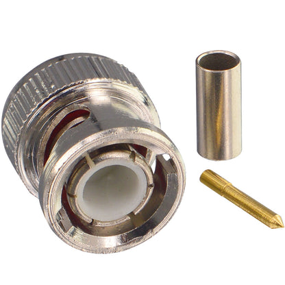 onelinkmore BNC Male Crimp Connector BNC Q9 Connector 50 Ohm for Cable RG174, RG178, RG188, RG196, RG316 Coax Cable RF Coaxial Pack of 10
