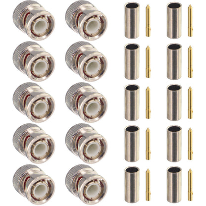onelinkmore BNC Male Crimp Connector BNC Q9 Connector 50 Ohm for Cable RG174, RG178, RG188, RG196, RG316 Coax Cable RF Coaxial Pack of 10