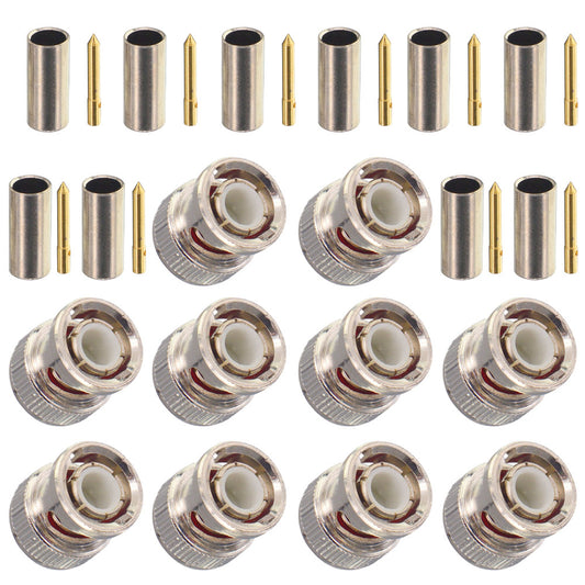 onelinkmore BNC Male Crimp Connector BNC Q9 Connector 50 Ohm for Cable RG174, RG178, RG188, RG196, RG316 Coax Cable RF Coaxial Pack of 10