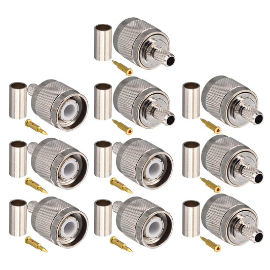 onelinkmore TNC Crimp Connectors Kit Upgraded TNC Male Plug Crimp TNC Type Solder Connector for RG58 RFC195 Cable RF Coaxial Connector Pack of 10