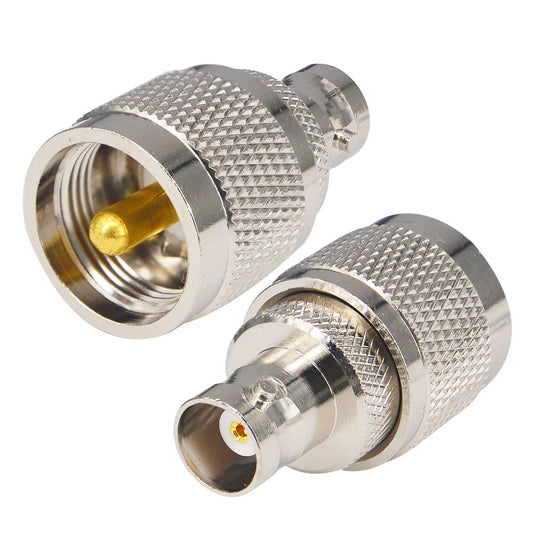 onelinkmore BNC Female to UHF Male Adapter, 50 Ohm Brass PL259 Coax Connector for Ham Radio Antenna, SWR Meter, CB Radio, Scanner Base Station & RF Applications Pack of 2