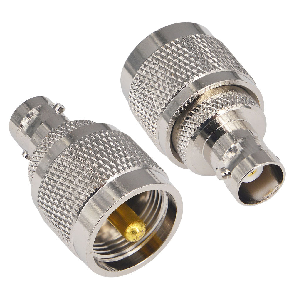 onelinkmore BNC Female to UHF Male Adapter, 50 Ohm Brass PL259 Coax Connector for Ham Radio Antenna, SWR Meter, CB Radio, Scanner Base Station & RF Applications Pack of 2