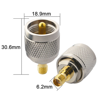 onelinkmore UHF Male to SMA Female Adapter 2 Pack, PL259 to SMA Jack RF Coax Connector for Baofeng UV-5R Handheld Radio SWR Meter Station SO239 Port