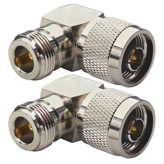 onelinkmore N Type Adapter N Male Coax Connectors Right Angle N Male to N Female RF Coax Adapter for 4G Antenna Ham Radio WiFi Antenna Cable Cell Phone Signal Booster Pack of 2
