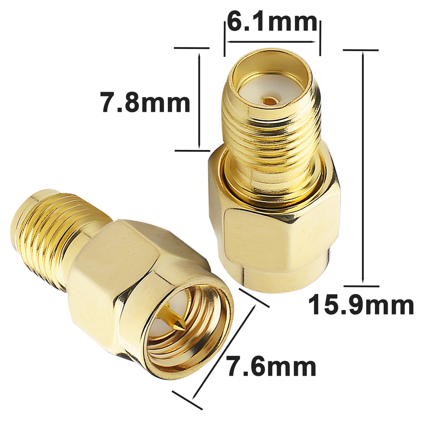 SMA Male to Female FPV Antenna Adapter 2 Pack Coaxial Cable Connector, Low Loss for FPV Radio WiFi Antenna Extension Cable Network Analyzer