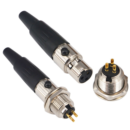 onelinkmore DIY 3 Pin Mini XLR Connector TA3F Audio Microphone Adapters with Plug Chassis Mount XLR Jack 3 Pin Mini XLR Cable Ends Replacement F-Plug Audio Socket for Pro Microphones 2 Sets