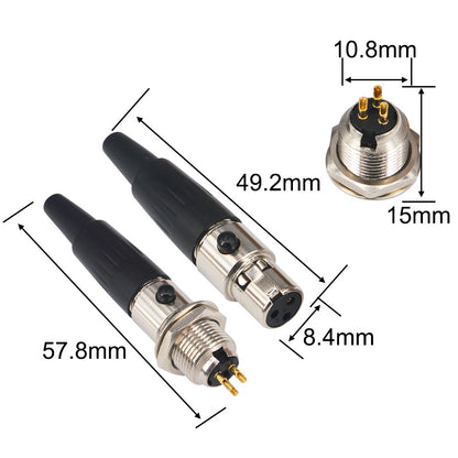 onelinkmore DIY 3 Pin Mini XLR Connector TA3F Audio Microphone Adapters with Plug Chassis Mount XLR Jack 3 Pin Mini XLR Cable Ends Replacement F-Plug Audio Socket for Pro Microphones 2 Sets