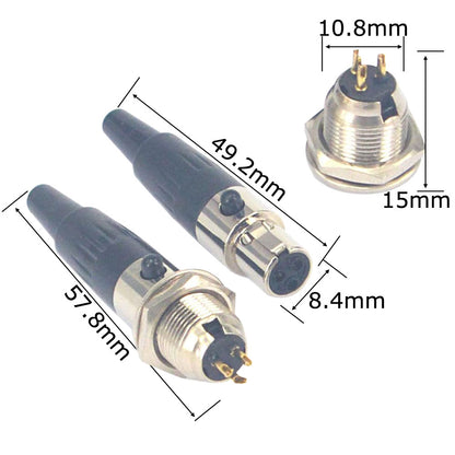 onelinkmore DIY 3 Pin Mini XLR Connector TA3F Audio Microphone Adapters with Plug Chassis Mount XLR Jack 3 Pin Mini XLR Cable Ends Replacement F-Plug Audio Socket for Pro Microphones 2 Sets