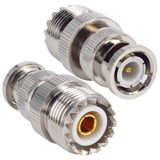 onelinkmore RF Coaxial Coax Adapter BNC Male to UHF Female SO-239 SO239 Connector Female Antenna Adapter for CB Antenna CB Radio Pack of 2