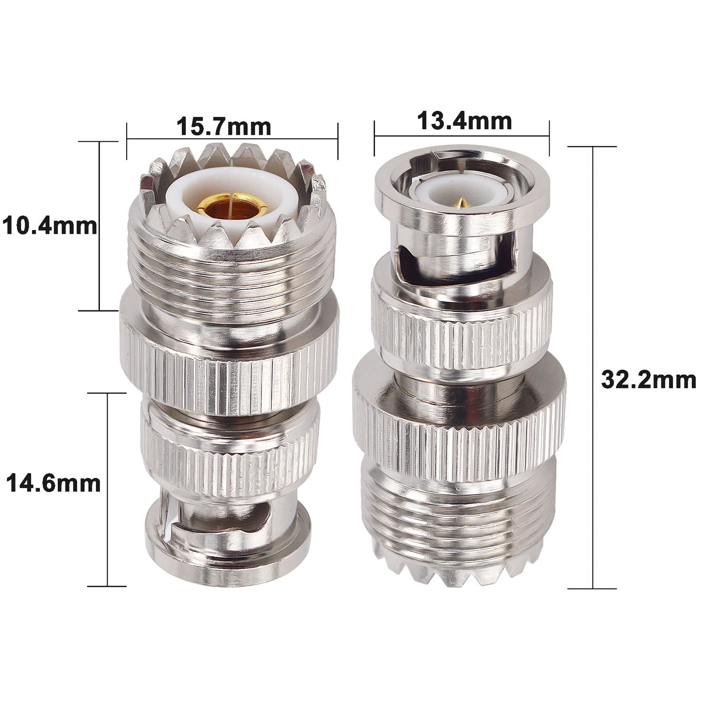 onelinkmore RF Coaxial Coax Adapter BNC Male to UHF Female SO-239 SO239 Connector Female Antenna Adapter for CB Antenna CB Radio Pack of 2