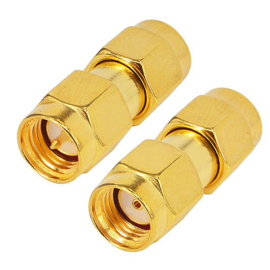 onelinkmore SMA Male to RP-SMA Male Adapter RF Coaxial Coax Gender Changer Coupler SMA (Pin) to Reverse Polarity RP-SMA (Hole) Converter for WiFi Antenna Extension Cable, FPV Drone Pack of 2