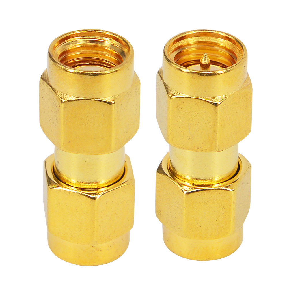 onelinkmore SMA Male to RP-SMA Male Adapter RF Coaxial Coax Gender Changer Coupler SMA (Pin) to Reverse Polarity RP-SMA (Hole) Converter for WiFi Antenna Extension Cable, FPV Drone Pack of 2